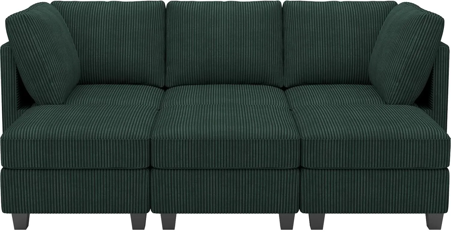 Belffin Modular Sectional Sleeper Sofa with Storage Seat 6 Seat Sleeper Sofa Bed Corduroy Sectional Couch with Reversible Chaise Green Modular Couch for Living Room