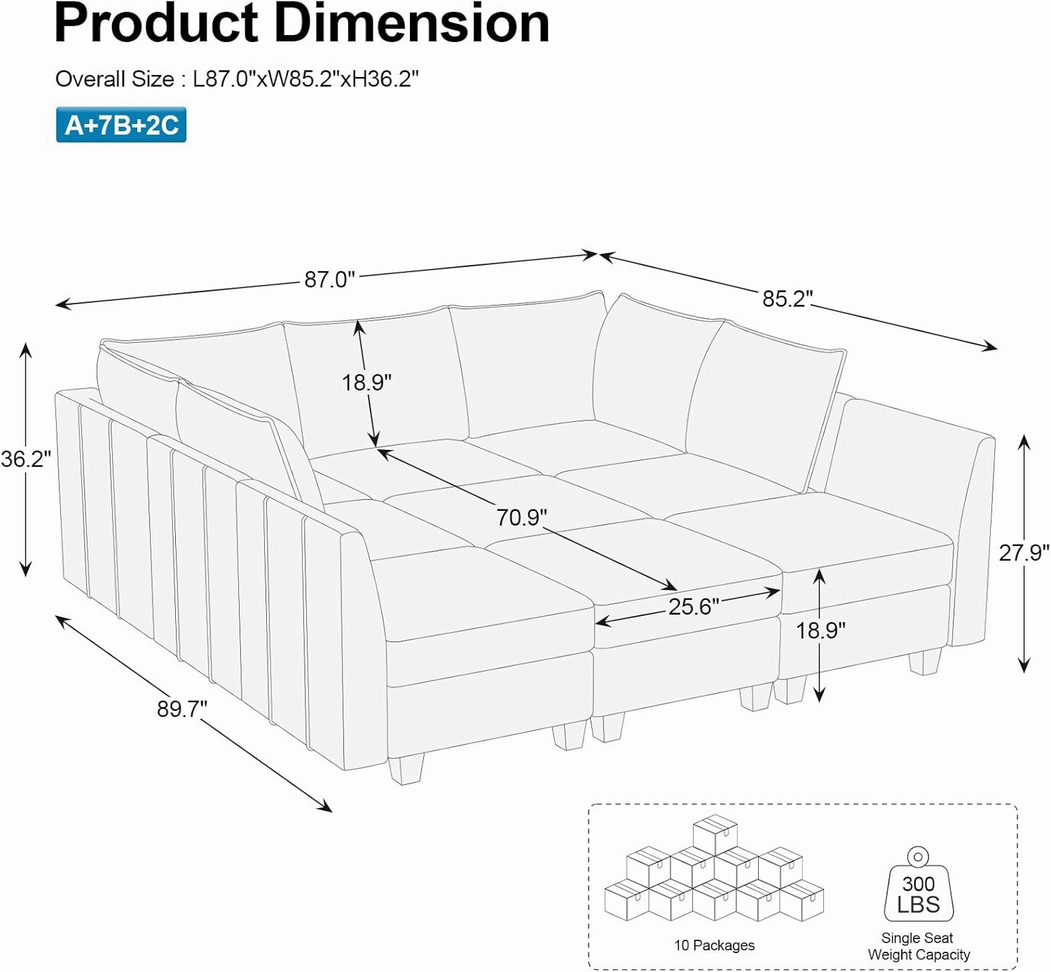 Belffin Large Modular Sectional Sofa Sleeper Couch with Storage Velvet Sectional Sofa Bed for Living Room, 9 Seats, Black