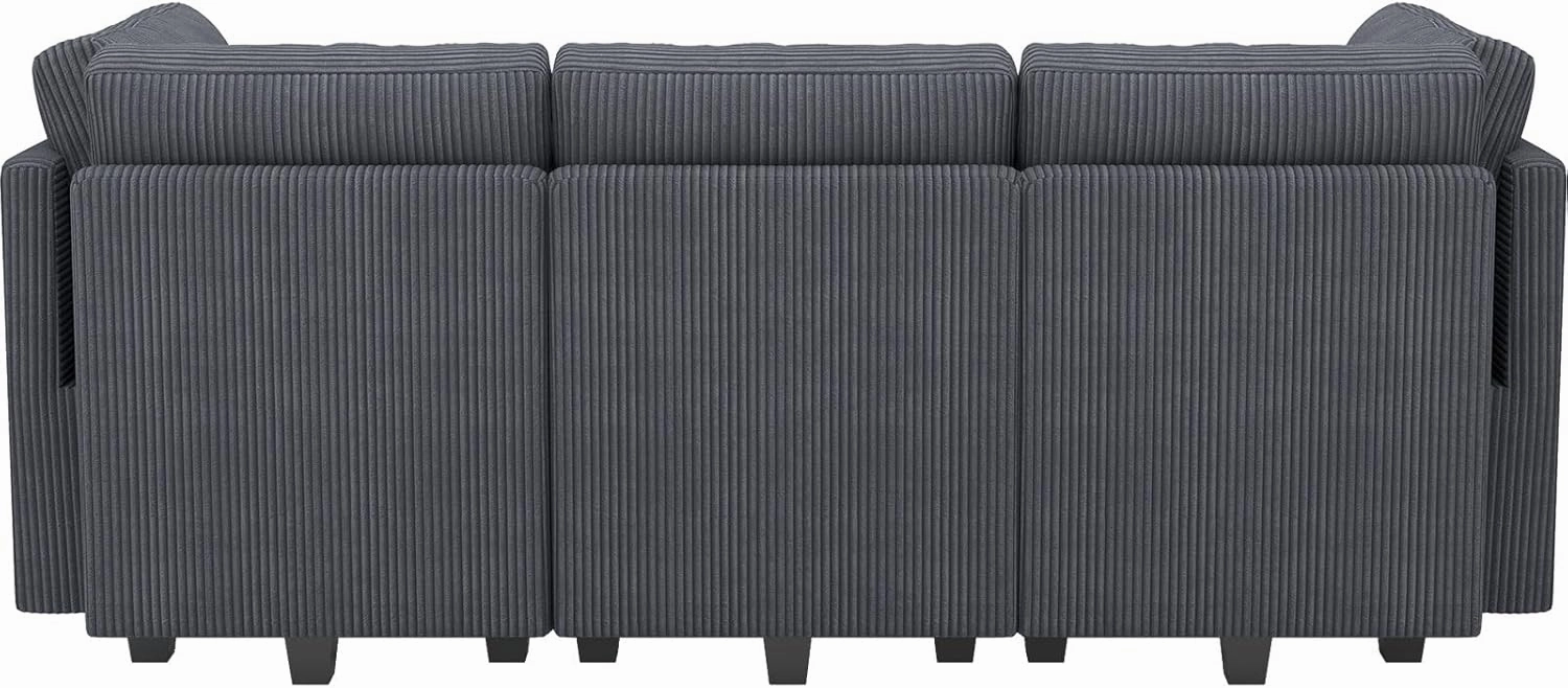 Belffin Modular Sectional Sleeper Sofa with Storage Seat 6 Seat Sleeper Sofa Bed Corduroy Sectional Couch with Reversible Chaise Dark Grey Modular Couch for Living Room