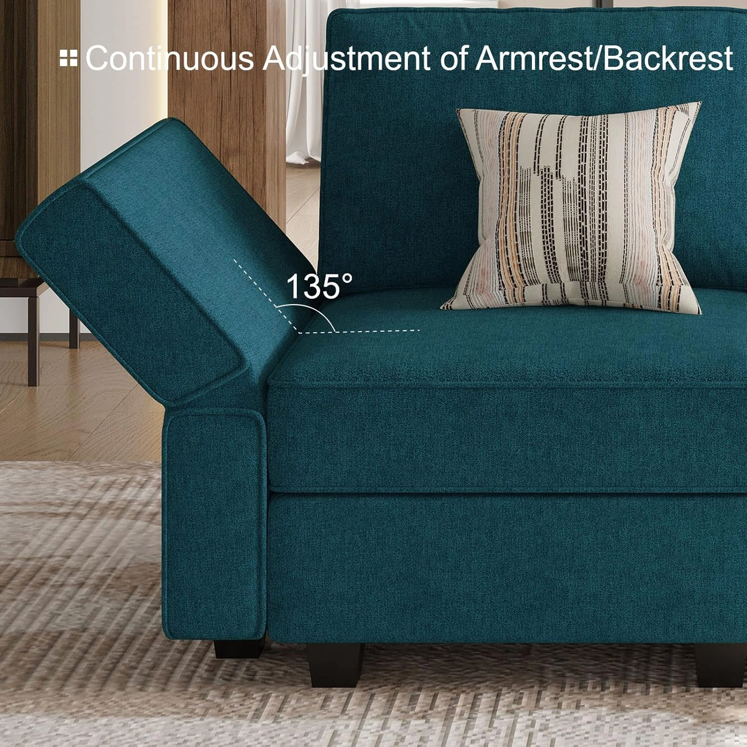 Belffin Modular Small Sofa Sectional Sleeper Couch Convertible Sectional Sofa Bed Set for Small Space Peacock Blue