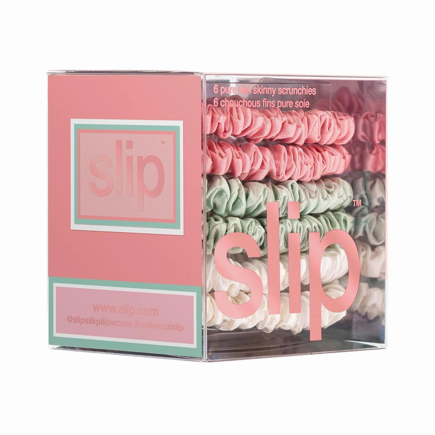 Bellerose Silk Skinny Scrunchies - 100% 22 Momme Mulberry Silk Hair-Friendly Elastic Set (6 Luxurious Scrunchies for Women)