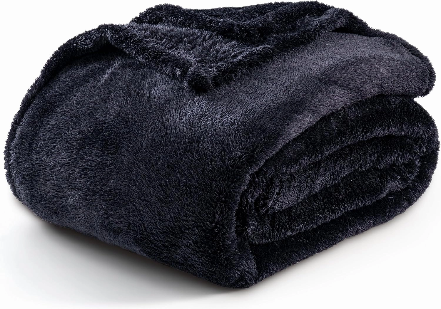 Berkshire Blanket Classic Extra-Fluffy™ Plush Blanket, Queen Size Bed Blanket, Soft Fuzzy Fluffy Long Hair Blanket for Couch Sofa Bed, Black, 90x90 Inches