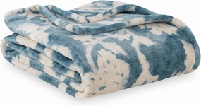 Berkshire Blanket-Classic Heavyweight Soft Printed VelvetLoft® Plush Warm Blanket, Twin Size Soft Fuzzy Blanket for Couch Sofa Bed, Floral Blue, 60in x 90in