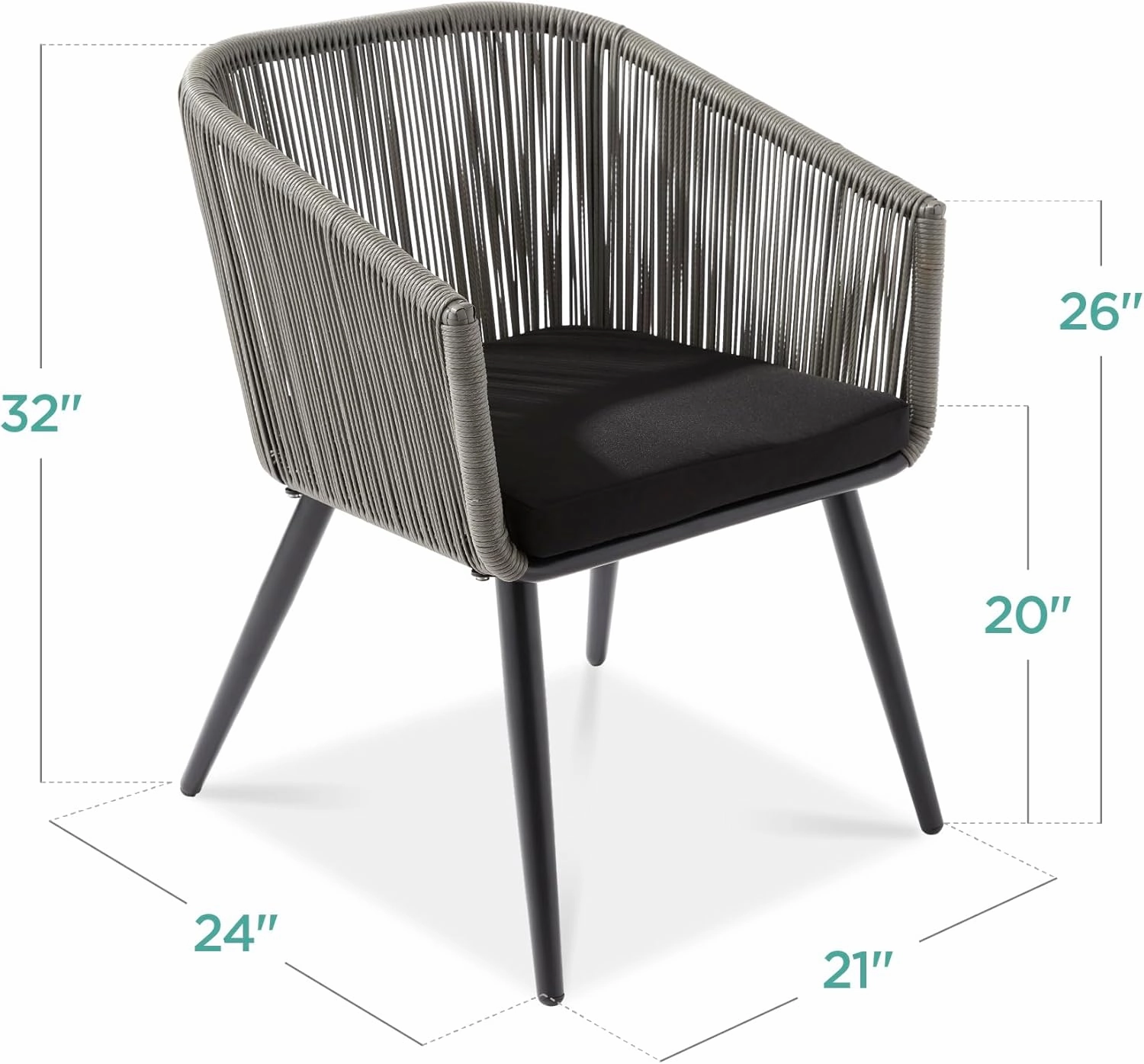Best Choice Products Set of 2 Patio Dining Chairs, Outdoor Seating Set for Backyard, Poolside, Balcony, Indoor Use w/Woven Wicker Design, 250lb Weight Capacity - Gray/Black