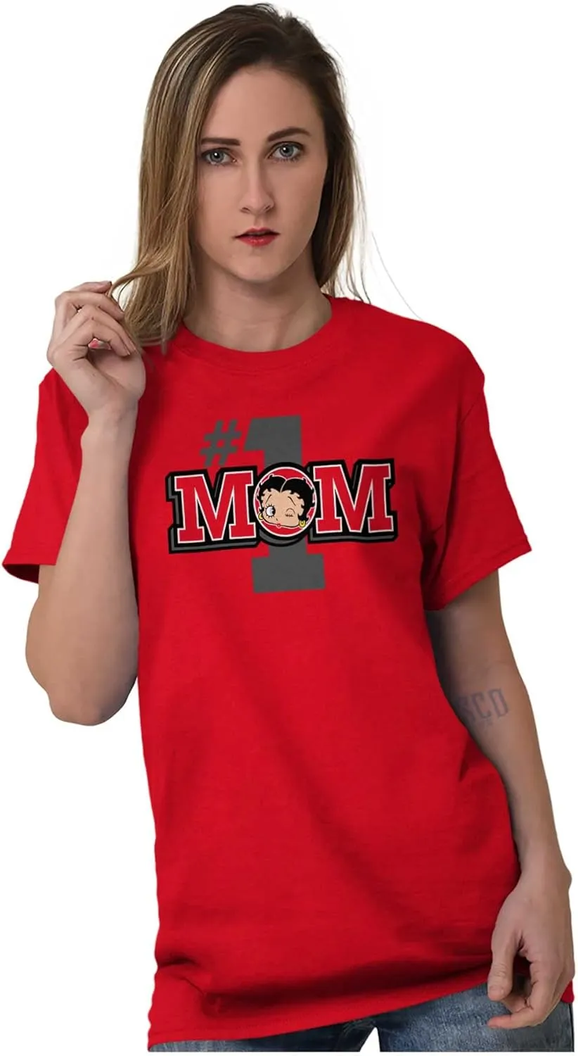 Betty Boop Number 1 Mom Mother's Day Womens Graphic T Shirt Tees