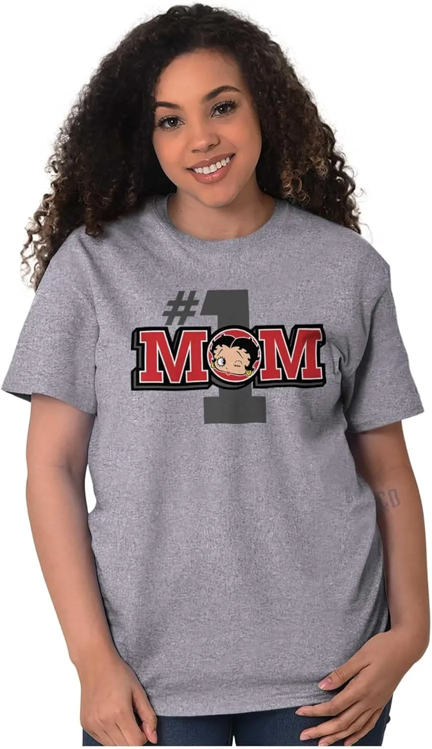 Betty Boop Number 1 Mom Mother's Day Womens Graphic T Shirt Tees