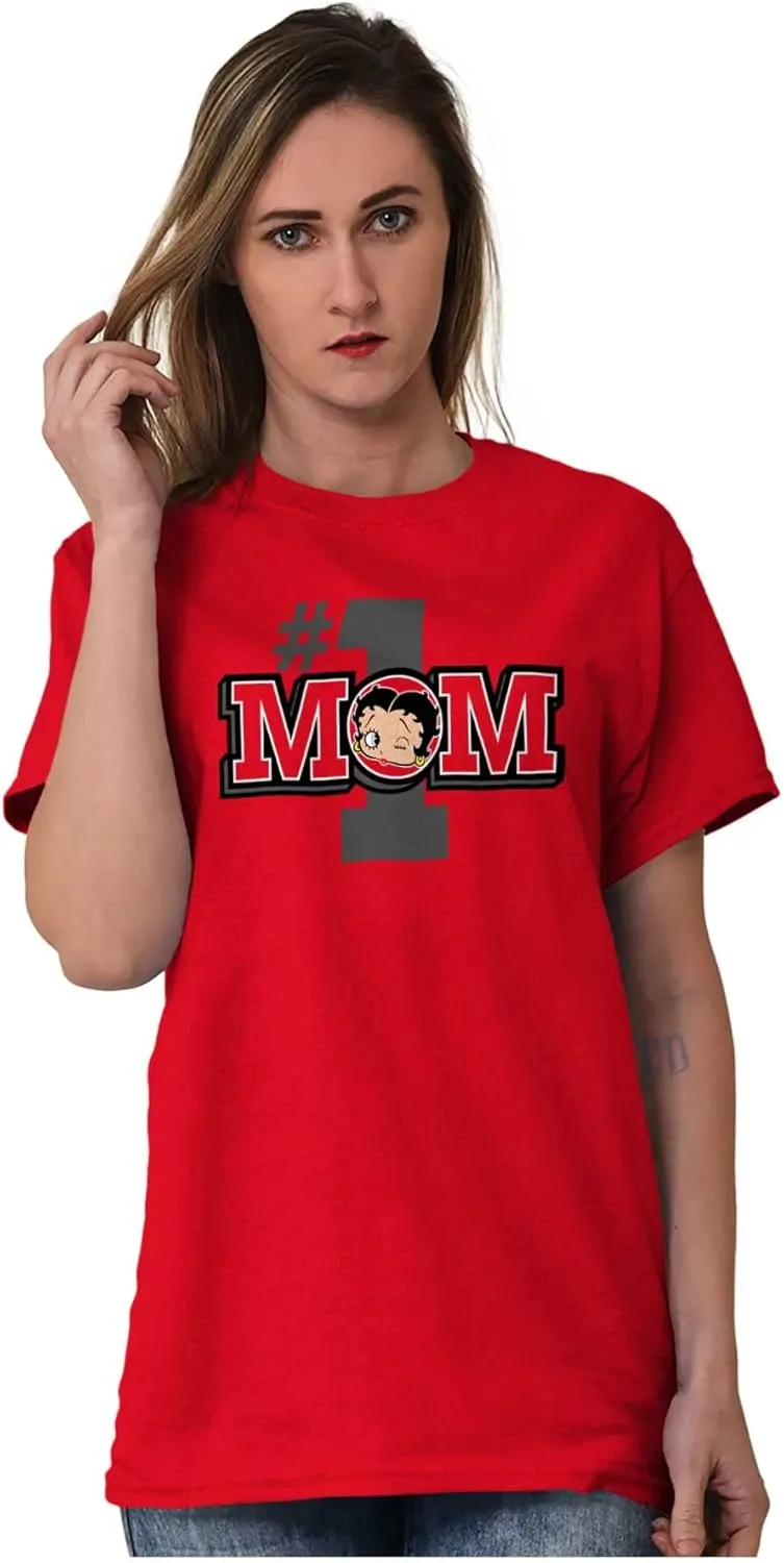 Betty Boop Number 1 Mom Mother's Day Womens Graphic T Shirt Tees