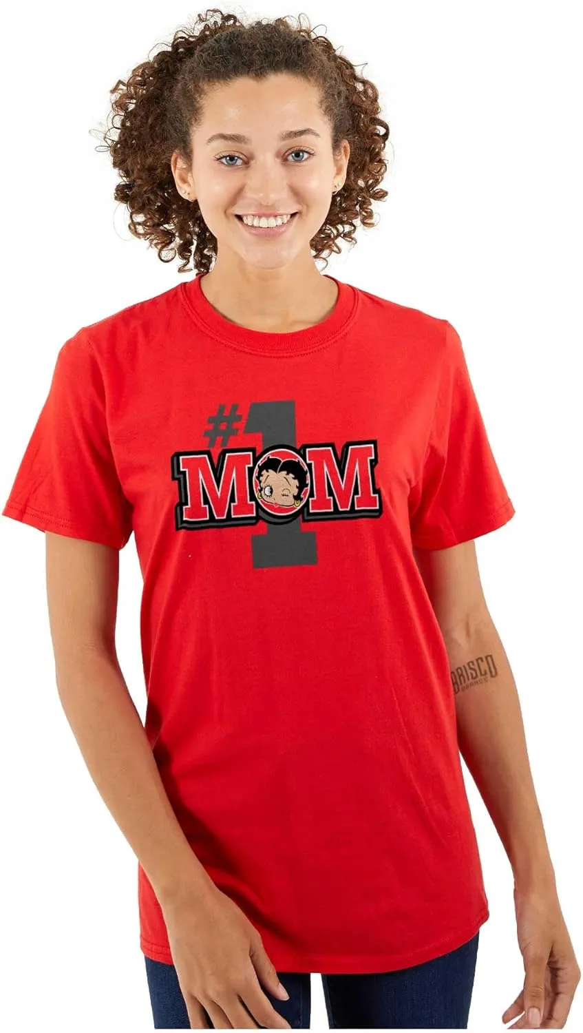 Betty Boop Number 1 Mom Mother's Day Womens Graphic T Shirt Tees