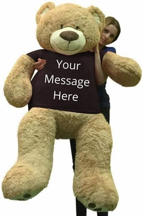 Big Plush Personalized Stuffed Animal, Giant Teddy Bear 5 Feet Tall - Custom Personalized Your Text Printed on Bear's T-Shirt