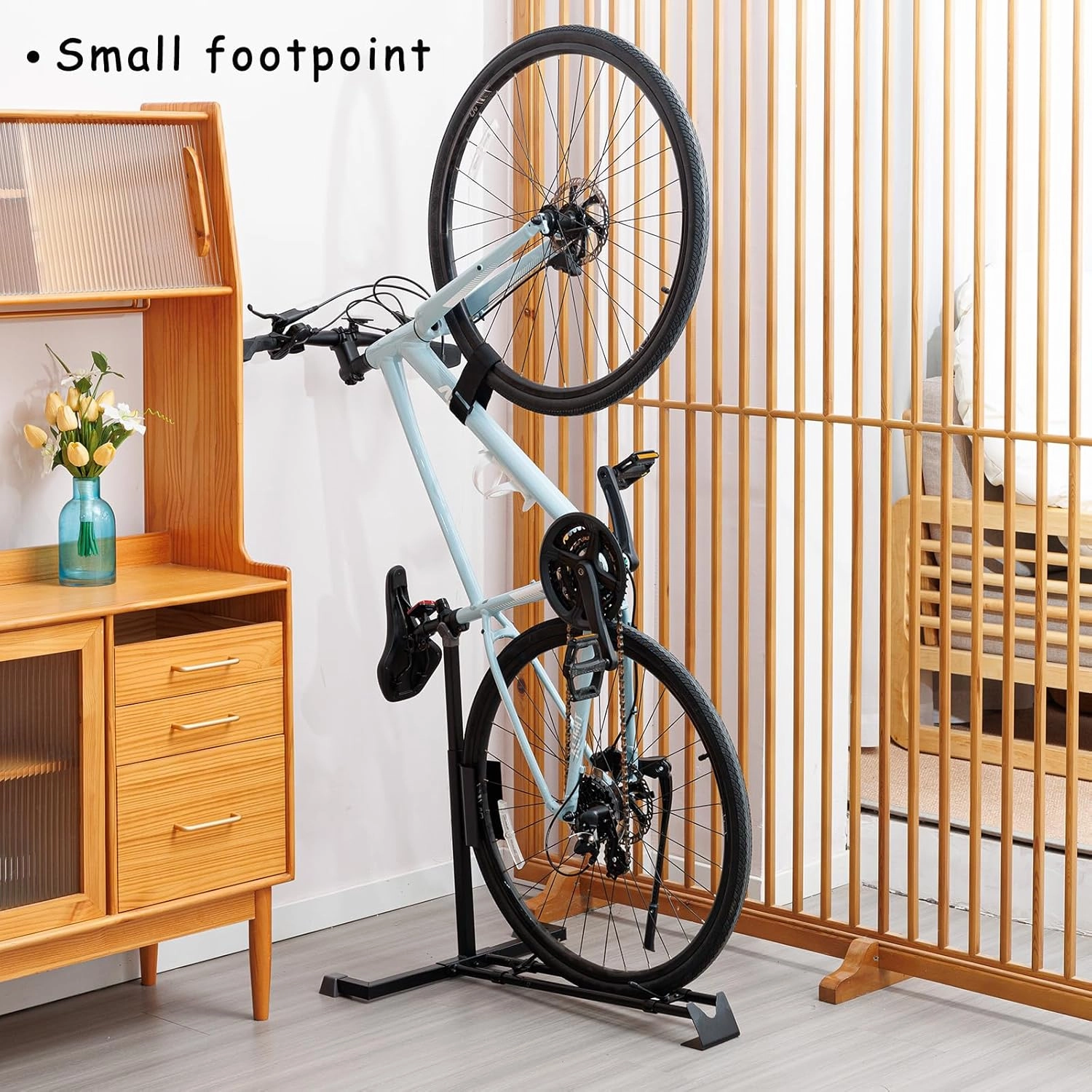 Bike Stand for Vertical Bike Storage,Upright Bicycle Stand Indoor,Standing Bike Rack for Garage Floor,Suit for MTB,Road Bike,Woman Bike and E-bike.