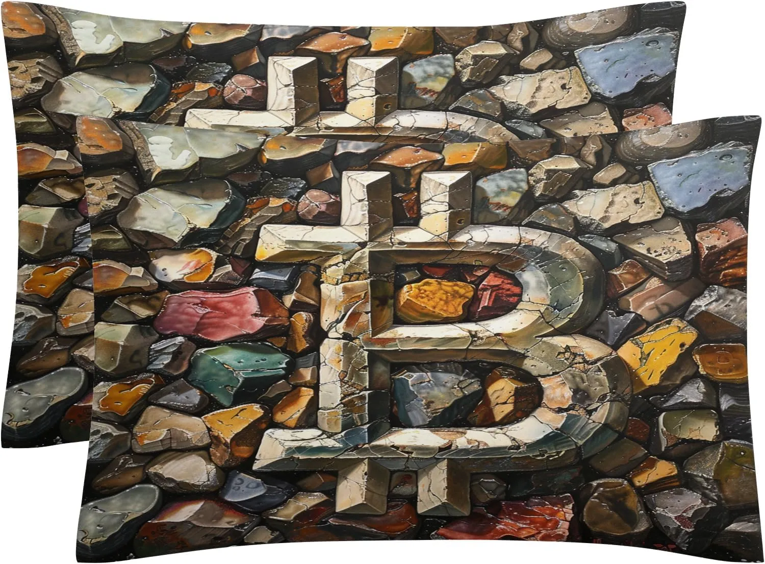 Bitcoin Duvet Cover Cal King Size Set, 3D Bedding Bedroom Decor, Comforter Cover & 2 Pillowcases 3 Pieces, Home Collection Quilt Cover