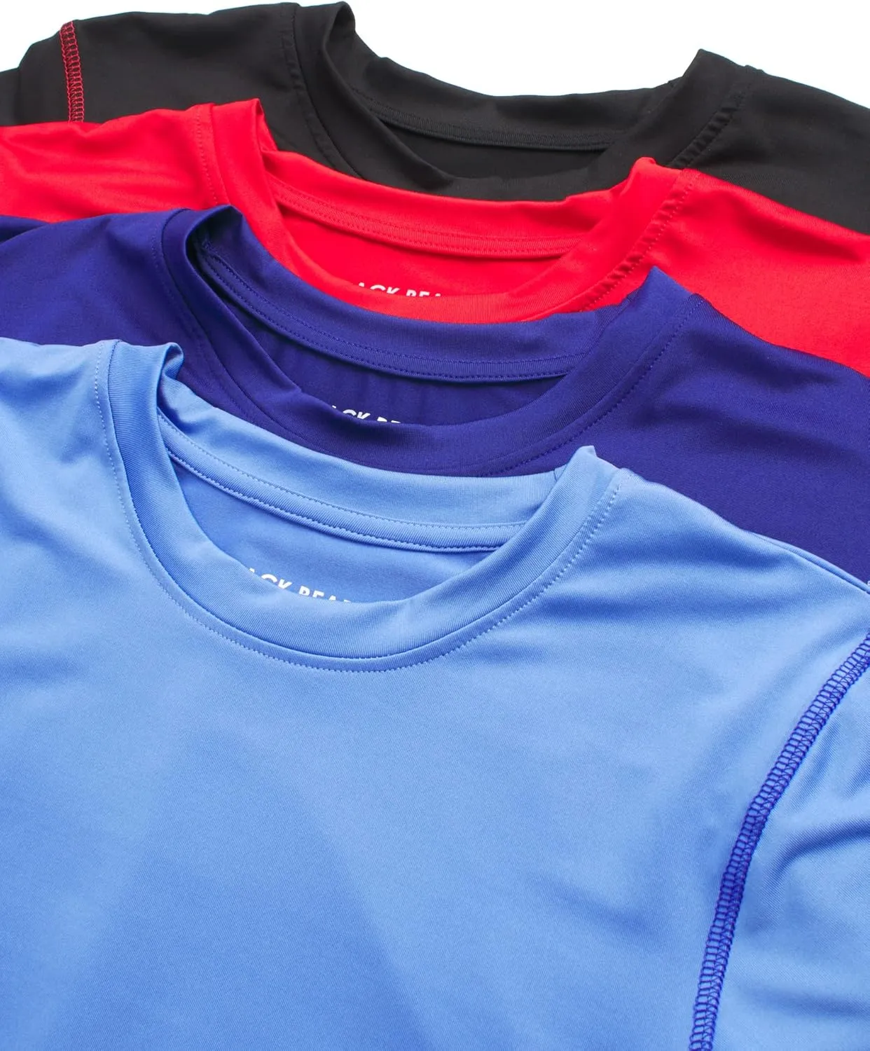Black Bear Boys Youth Dry Fit T-Shirt - 4 Pack Active Athletic Performance Short Sleeve Shirts for Teens (Sizes: 4-18)