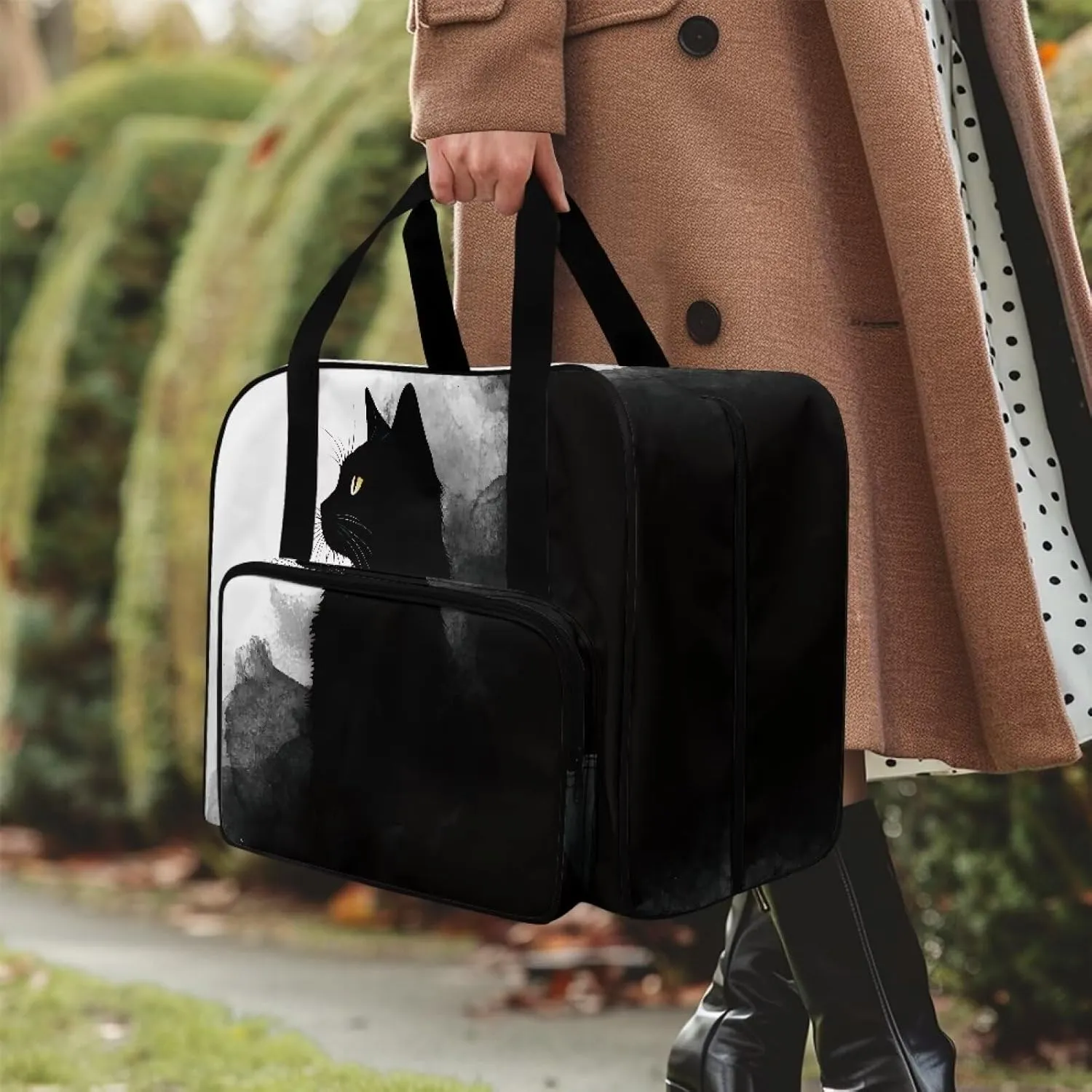 Black Cats Sewing Machine Handbag Tote Bag for Sewing Machine Portable Sewing Case Storage Organization Carrying Bag for Accessories Carrying Travel Storage Carrier