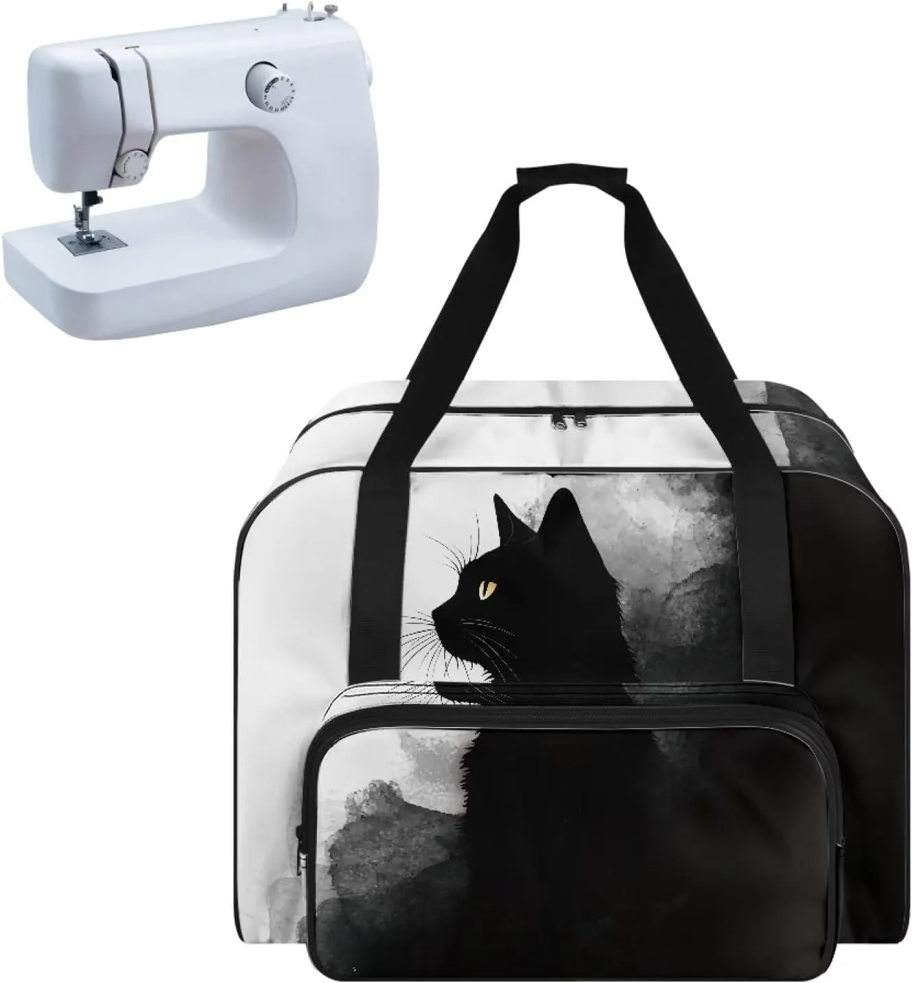 Black Cats Sewing Machine Handbag Tote Bag for Sewing Machine Portable Sewing Case Storage Organization Carrying Bag for Accessories Carrying Travel Storage Carrier