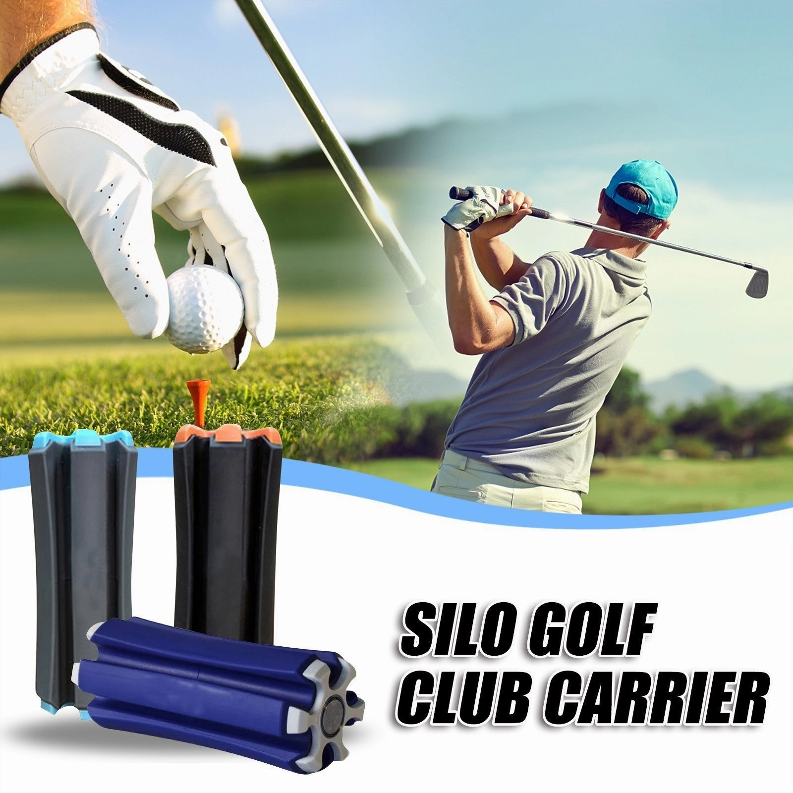 Black And Orange Golf Club Carrier 2-Pack - Durable ABS PET Golf Club Holder for Secure Storage and Easy Transport