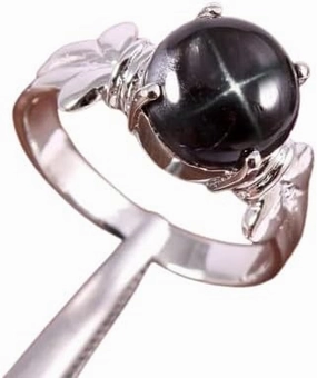 Black Star Sapphire Ring Gemstone Handmade 925 Sterling Silver Ring Stackable Engagement Rings