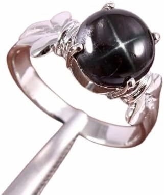 Black Star Sapphire Ring Gemstone Handmade 925 Sterling Silver Ring Stackable Engagement Rings