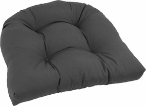 Blazing Needles Twill Rounded Back Chair Cushion, 19" x 19", Steel Grey