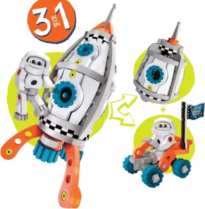 Bloco Toys 3 In 1 Galactic Mission | STEM Toy | Astronaut Spacecraft, Shuttle Rocket | DIY Building Construction Set (210 Pieces)