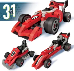 Bloco Toys 3 in 1 Race Car | STEM Toy | Formula 1, Go Kart & Dragster | DIY Building Construction Set (200 Pieces)