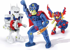 Bloco Toys Build Your Own Superhero | STEM Toy | Comics, Action Figures | DIY Building Construction Set (300 Pieces), Blue/Red/Yellow/