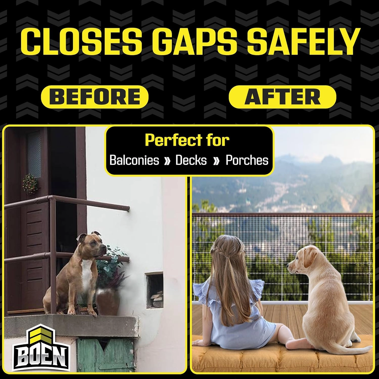 BOEN Plastic Mesh Hardware Netting 2' x 15' Black, Tree Guard Barrier from Rabbits, Deer and Rodents, Deck Guard, Indoor or Outdoor Balcony Safety Net for pet or Child