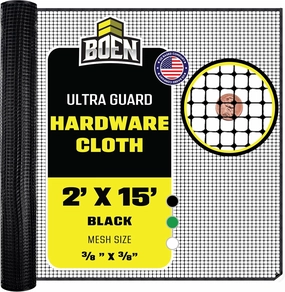 BOEN Plastic Mesh Hardware Netting 2' x 15' Black, Tree Guard Barrier from Rabbits, Deer and Rodents, Deck Guard, Indoor or Outdoor Balcony Safety Net for pet or Child