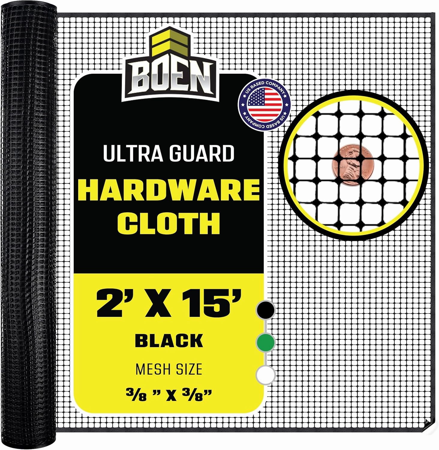 BOEN Plastic Mesh Hardware Netting 2' x 15' Black, Tree Guard Barrier from Rabbits, Deer and Rodents, Deck Guard, Indoor or Outdoor Balcony Safety Net for pet or Child