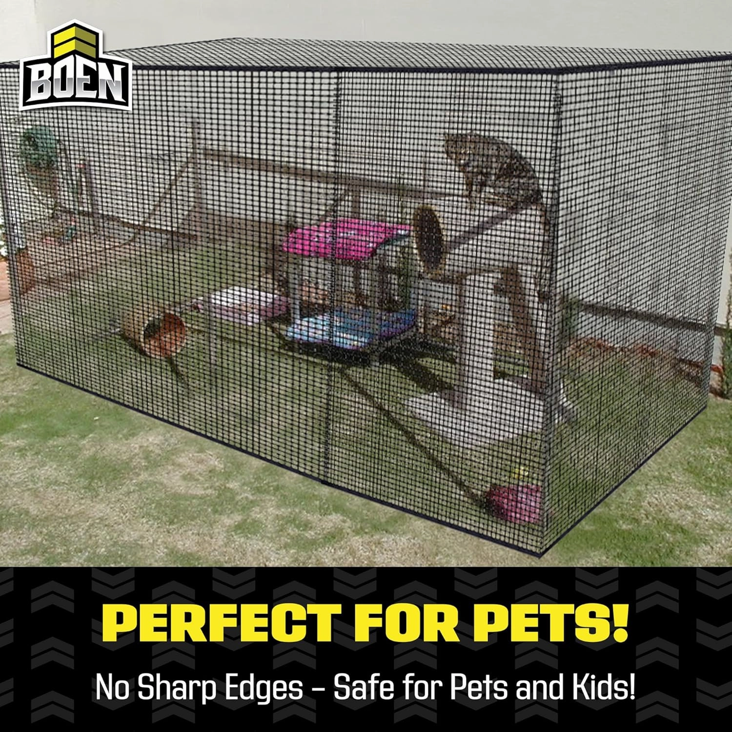 BOEN Plastic Mesh Hardware Netting 2' x 15' Black, Tree Guard Barrier from Rabbits, Deer and Rodents, Deck Guard, Indoor or Outdoor Balcony Safety Net for pet or Child