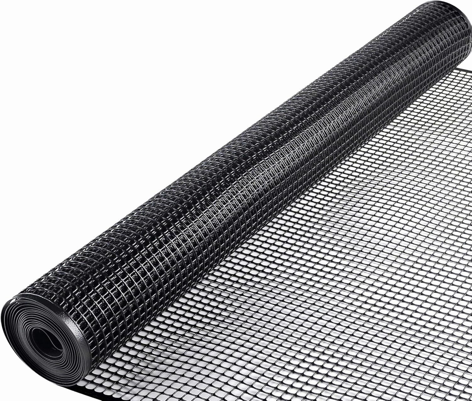 BOEN Plastic Mesh Hardware Netting, Tree Guard Barrier from Rabbits, Deer and Rodents, Deck Guard, Indoor or Outdoor Balcony Safety Net for pet or Child (3' x 15', Black)