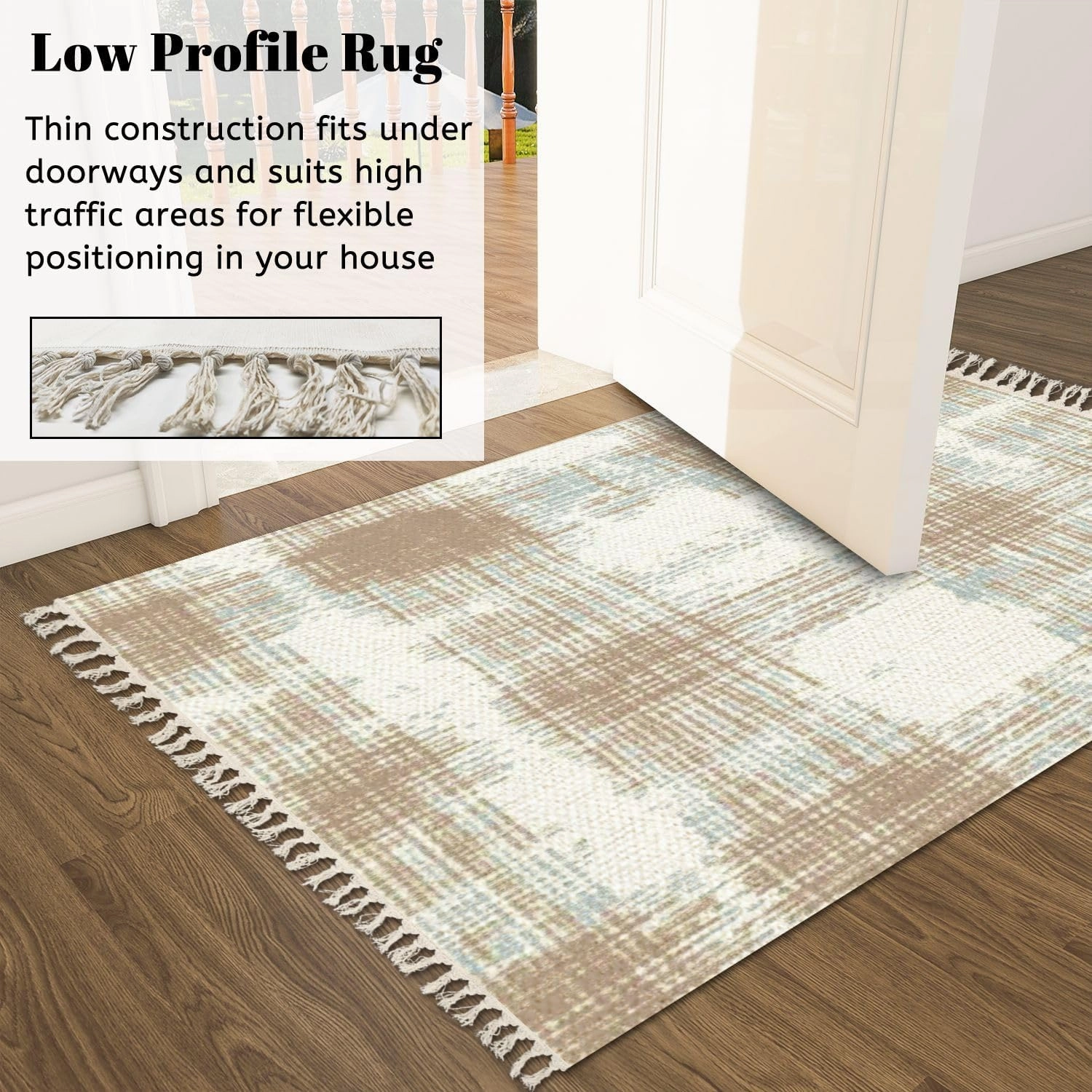 Boho Area Rugs Camel beige trend seamless lines plaid washed texture seamless pattern Washable Rug Nursery Rug Girl Softness Non Slip Nursery Rugs Neutral home decor for living room Bedroom Daycare