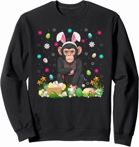 Bonobo Easter Egg Hunt Bunny Ear Bonobo Happy Easter Sweatshirt