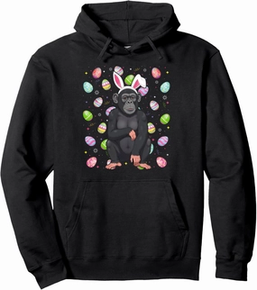 Bonobo Happy Easter Egg Hunt Bunny Ear Bonobo Easter Pullover Hoodie