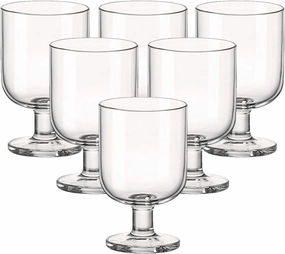 Bormioli Rocco Hosteria Set Of 6 Stackable Wine Glasses, 5.5 Oz. Goblet, Clear Tempered Glass, Made In Italy.