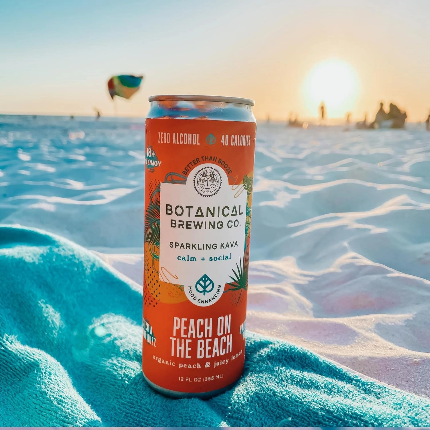 Botanical Brewing Peach & Orange Mix Duo - Kava Drink with Kava Root Extract | Refreshing & Sparkling Kava Seltzer | Alcohol-Free, Vegan & Low-Calorie Naturally Sweetened Agave 12 Fl oz Cans, 4-Pack