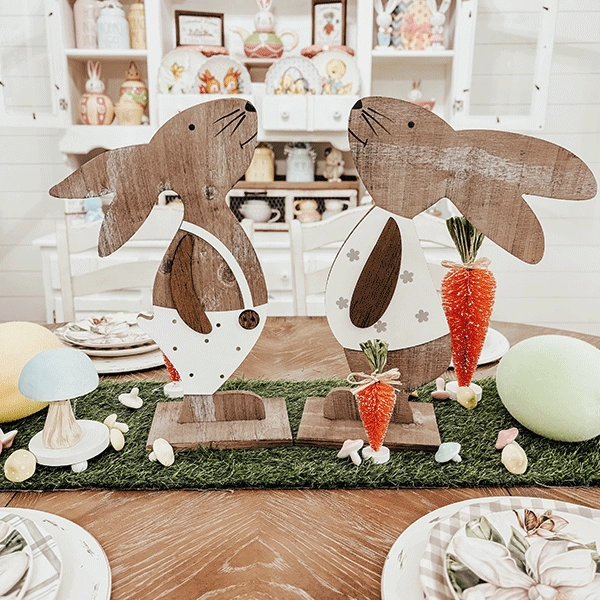 Boy & Girl Bunny Easter Decorations, Set of 2, Choose Your Style