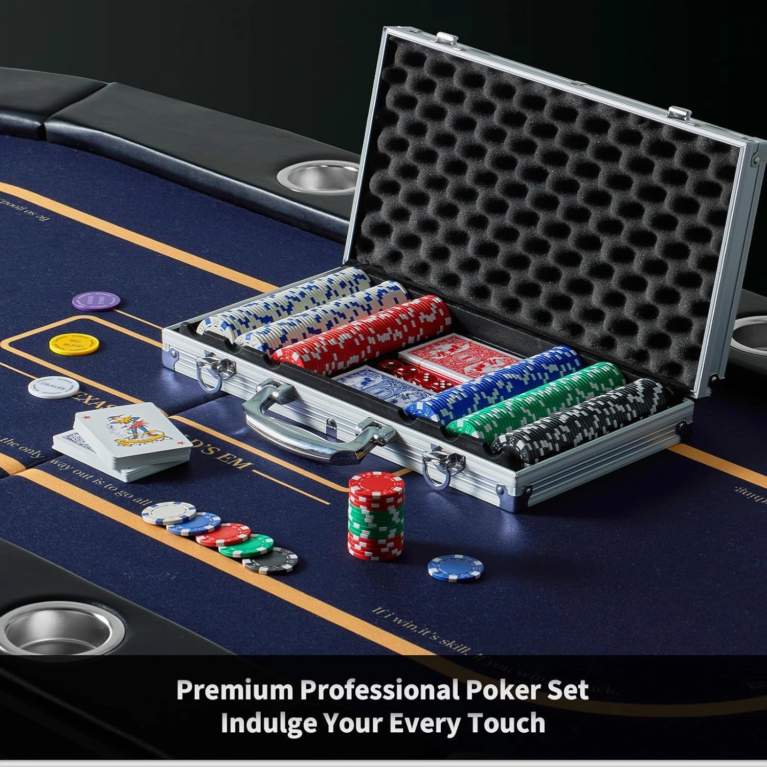 Boyzhood Poker Chips,300 Pcs Poker Set with Aluminum Travel Case,11.5 Gram Poker Chips Set for Texas Holdem Blackjack Gambling