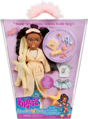 Bratz Slumber Party Sasha Fashion Doll with 2 Sets of Pajamas, Plush, and Accessories
