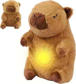 Breathing Stuffed Animal, Kapibala Breathing Plush, Four Gear Adjustment, Volume Control, Portable Plush Toy with Music Light, Perfect for Relieving Baby Quiet