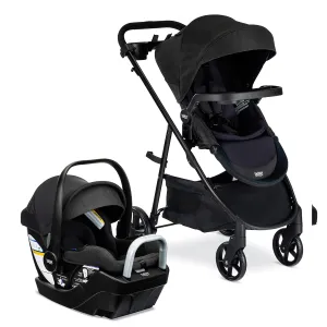 Britax Willow Brook S  Travel System, Infant Car Seat and Stroller Combo with Alpine Base, ClickTight Technology, SafeWash Insert and Cover, Raven Black