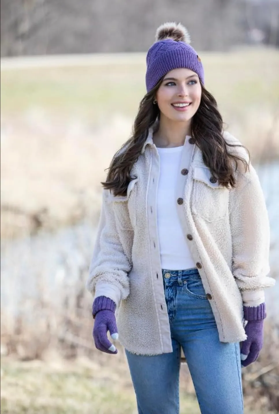 Britt's Knits Womens Stylish Warm Knit Mainstay Plush-Lined Pom Pom Cold Weather Hat