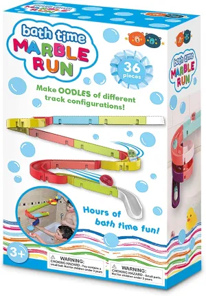 Buddy & Barney: Bath Time Marble Run - 36pc Set, Different Sized & Colored Pieces, Build A Track & Race The Special Balls Down, Water Toy, Kids Age 3 