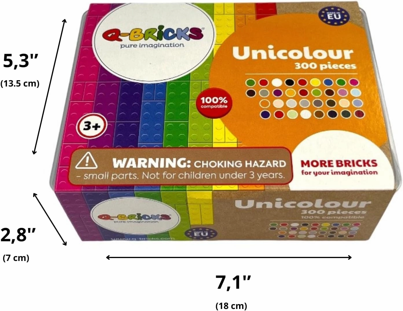 Building Bricks Classic - Building Bricks Set Compatible with Major Brands - 300 Piece Box, Loose Pack, Transparent - Packed in a Reusable Box