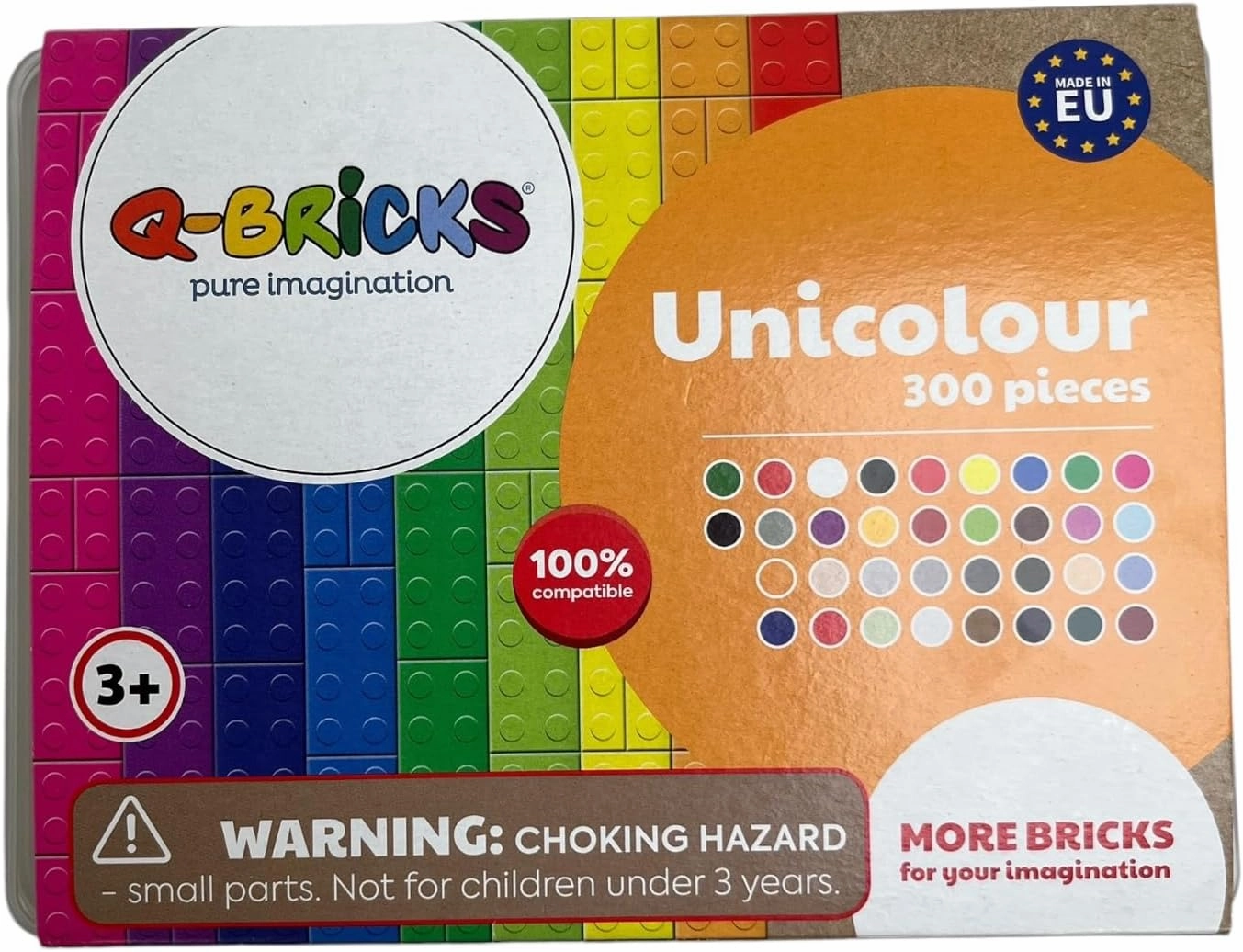 Building Bricks Classic - Building Bricks Set Compatible with Major Brands - 300 Piece Box, Loose Pack, Transparent - Packed in a Reusable Box