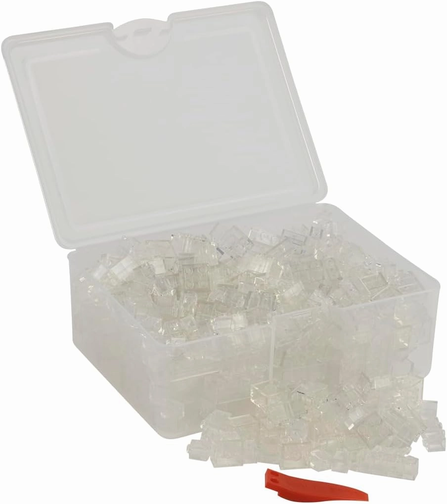 Building Bricks Classic - Building Bricks Set Compatible with Major Brands - 300 Piece Box, Loose Pack, Transparent - Packed in a Reusable Box