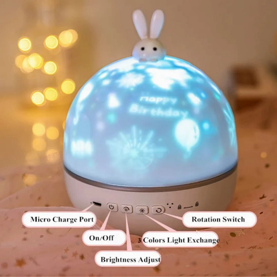 Bunny Galaxy Birthday Projector Lamp