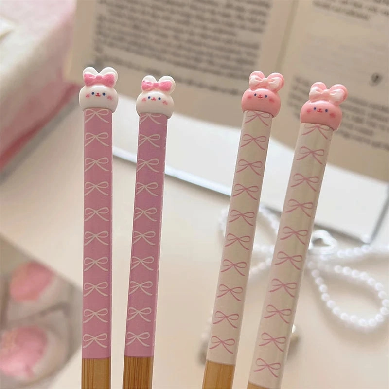Bunny Love Chopsticks 🐇💕 - Whimsical Wooden Utensils for Sushi & Noodles - Fun for All Ages! 🍜🥢
