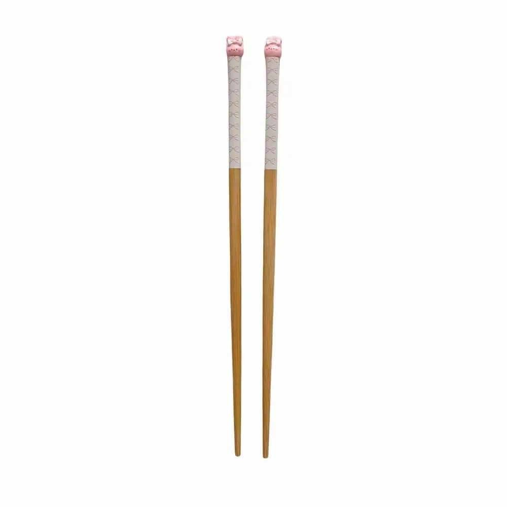 Bunny Love Chopsticks 🐇💕 - Whimsical Wooden Utensils for Sushi & Noodles - Fun for All Ages! 🍜🥢