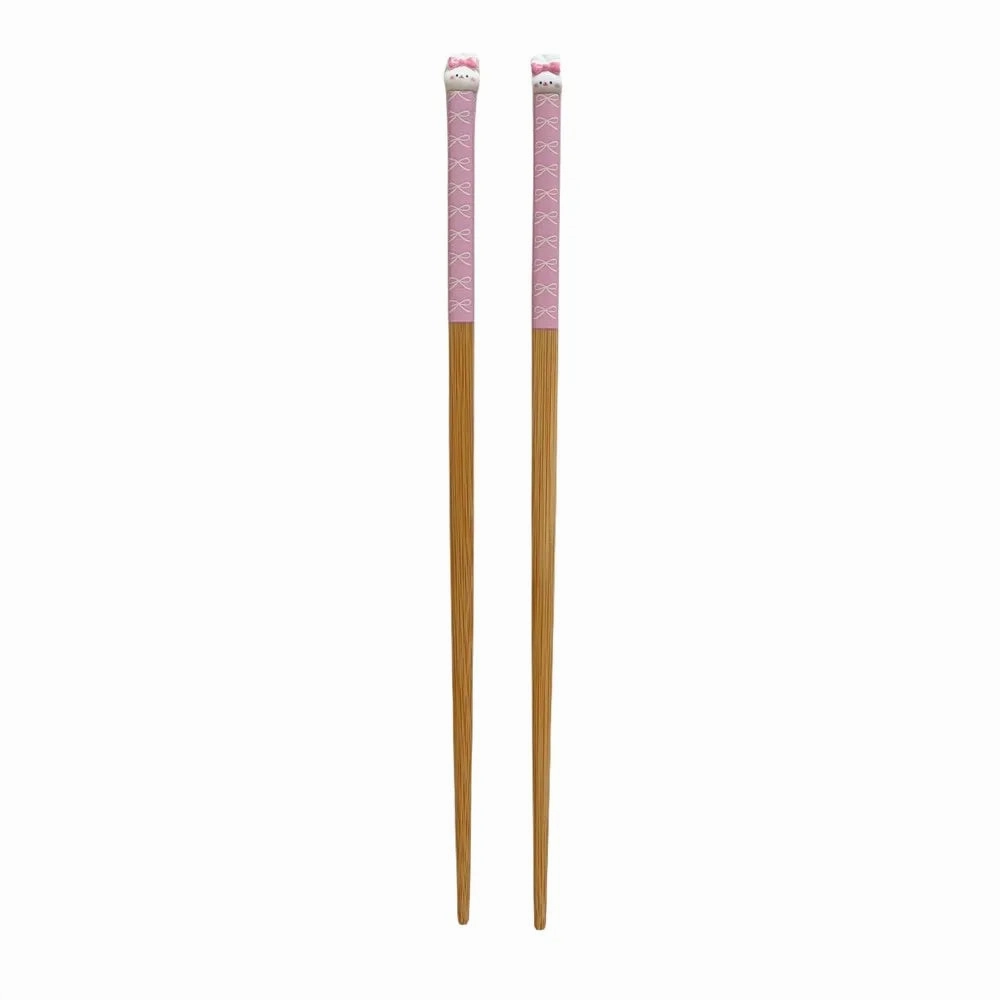 Bunny Love Chopsticks 🐇💕 - Whimsical Wooden Utensils for Sushi & Noodles - Fun for All Ages! 🍜🥢