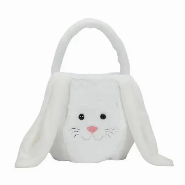 Bunny Storage Basket Large Capacity Portable Bunny Handbag Plush Easter Rabbit Storage Bag Candy Basket Household Supplies